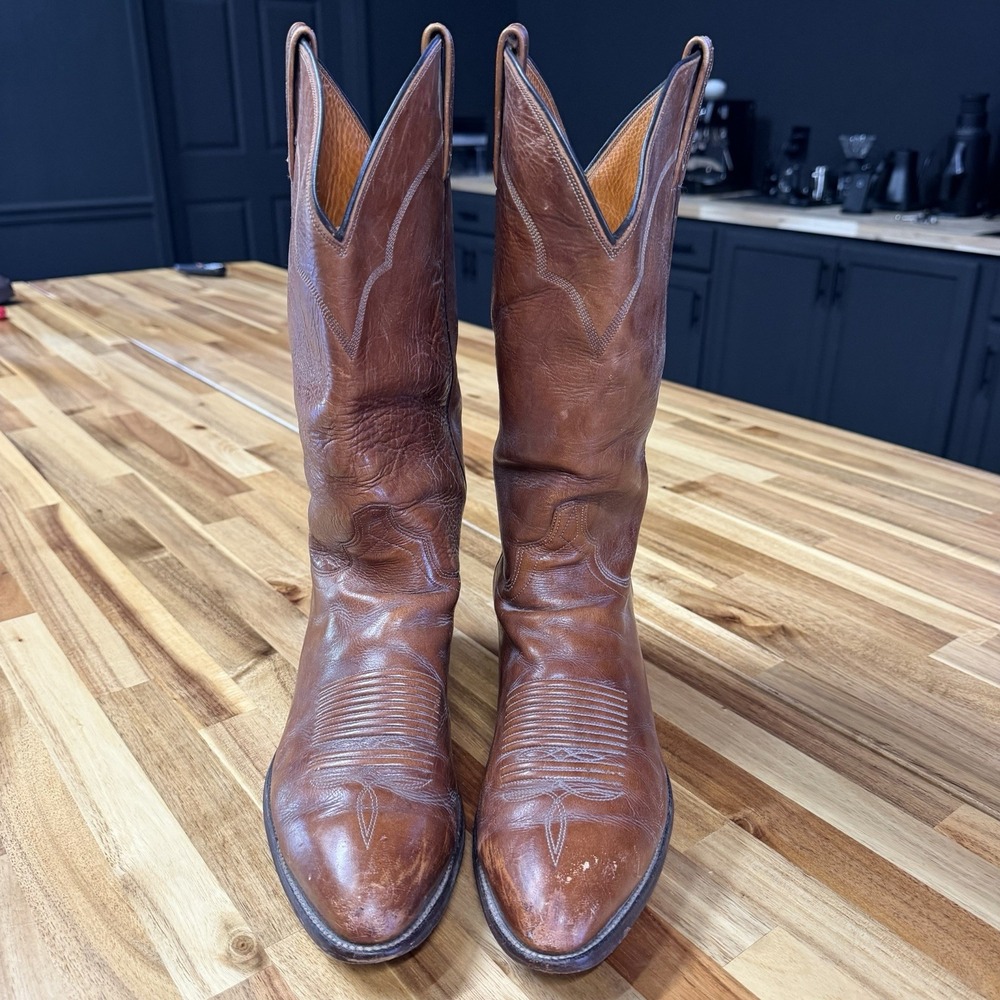Vintage El Dorado Handmade Soft Leather Boots Men's Size 12 B Narrow Brown